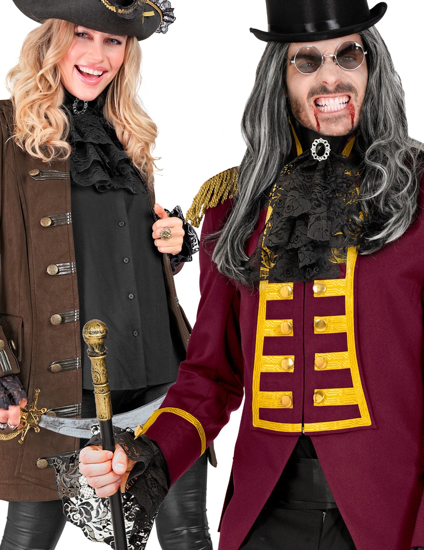 Jabot et manchettes dentelles noires adulte