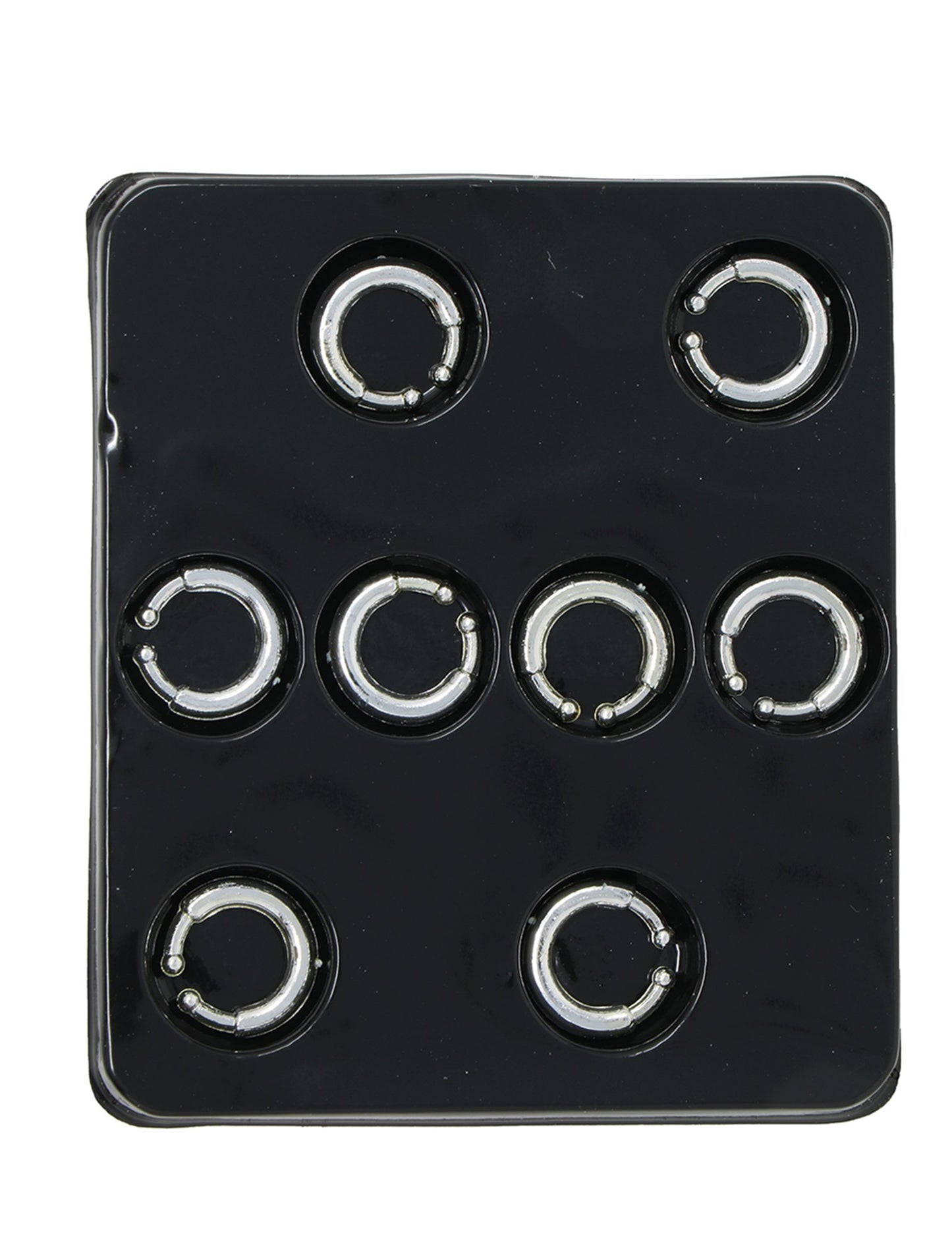 Общ изглед на подноса на комплекта от 8 сребърни панк пиърсинга за възрастни