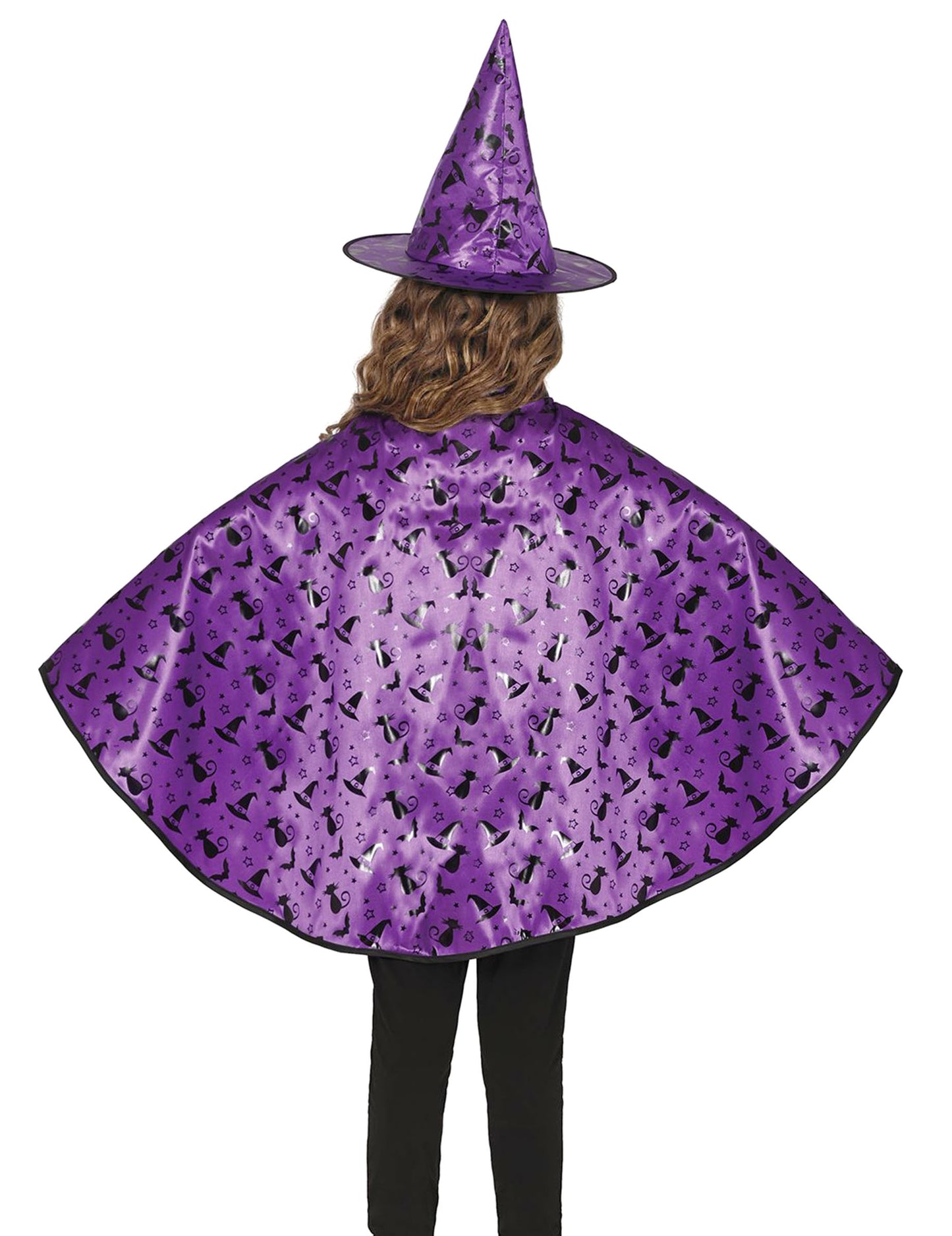 Kit cape et chapeau de sorcière lilas enfant