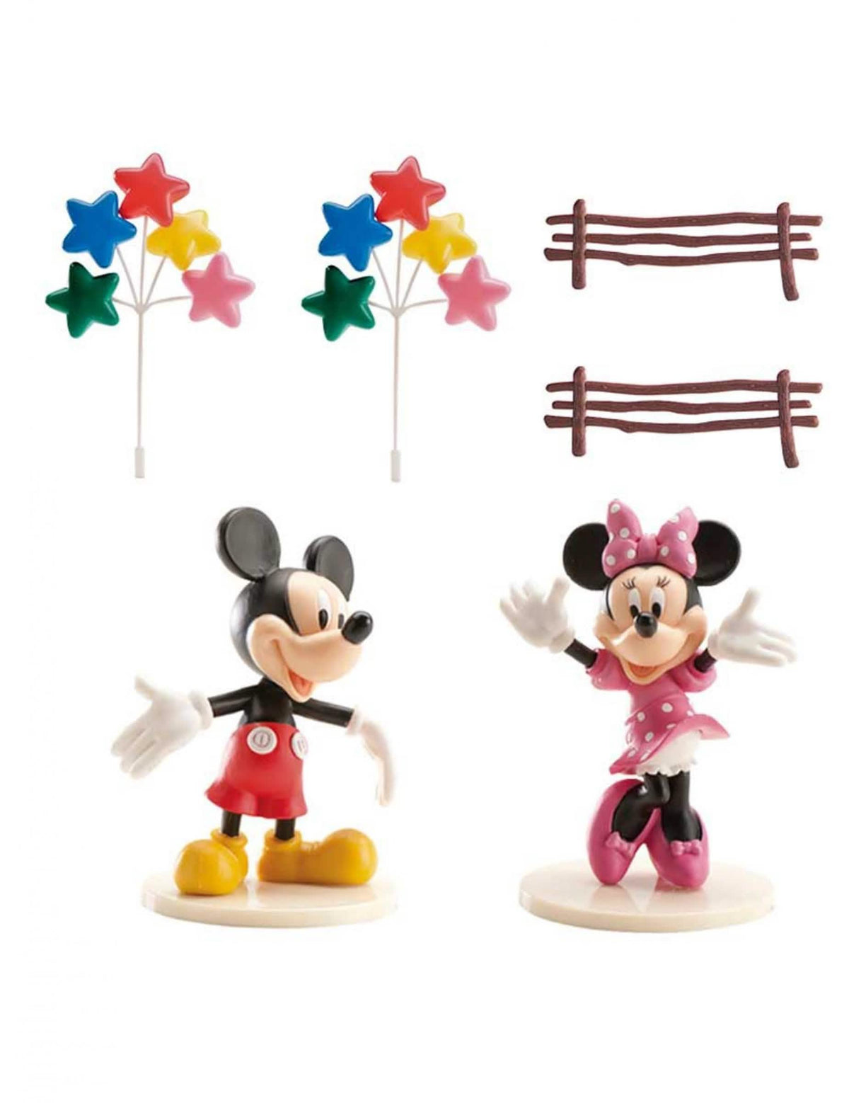 Комплект многоцветно декорации за торта Мики Маус и Minnie за дете с фигурки и звездни клечки