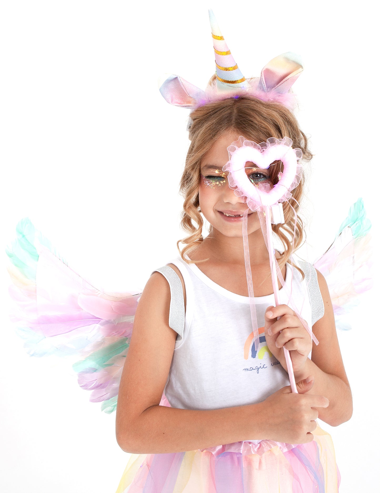 Момичета светещ комплект за костюми за еднорог