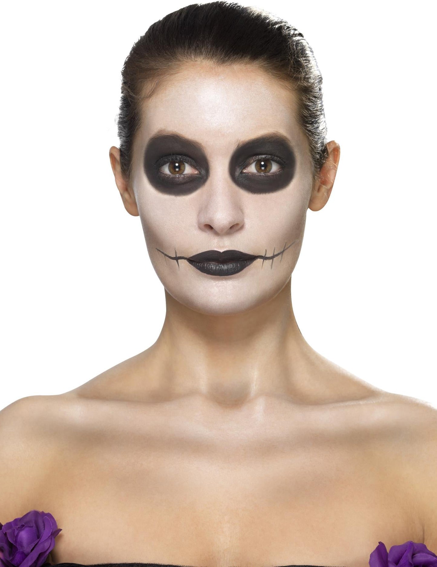 Комплект грим сини цветя жена dia de los muertos