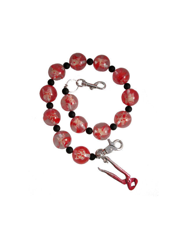 Kreepsville готическа верижка за портфейл Teth червено-бяло