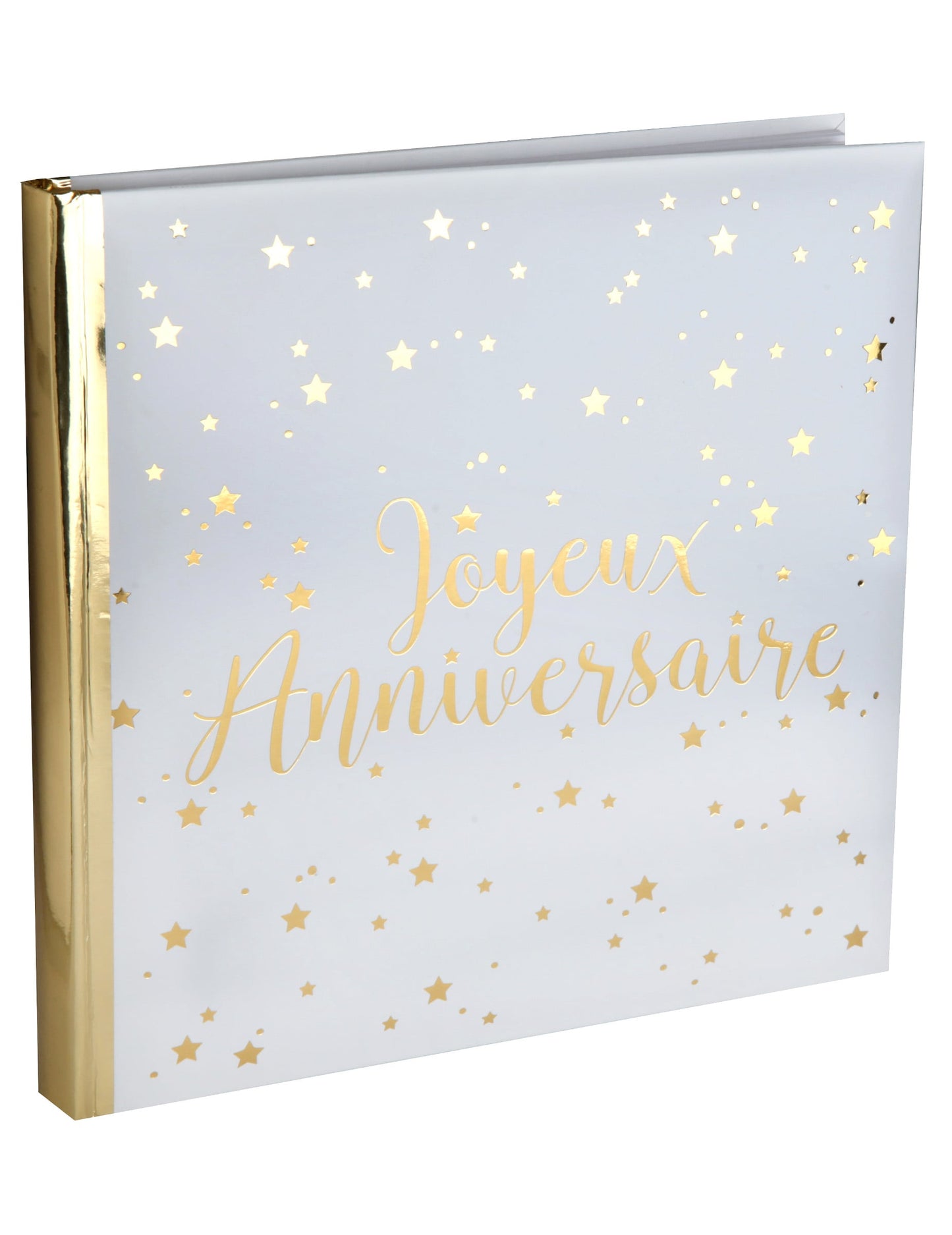 Livre d'or joyeux anniversaire pour fête blanc et doré métallisé
