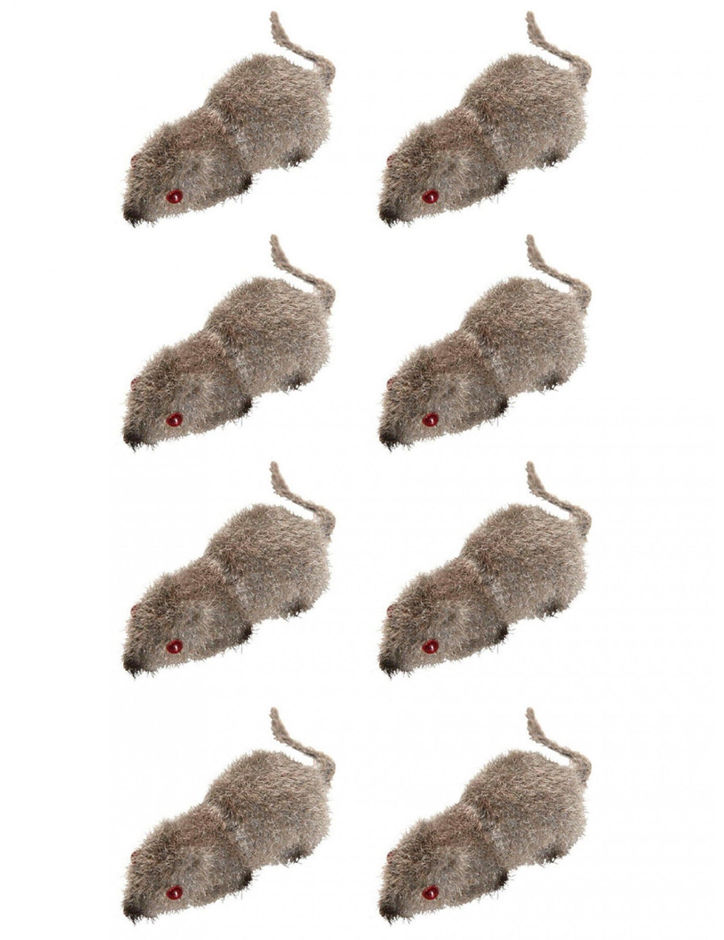Комплект от 8 Halloween мишки за декорация в сиво с червени очи
