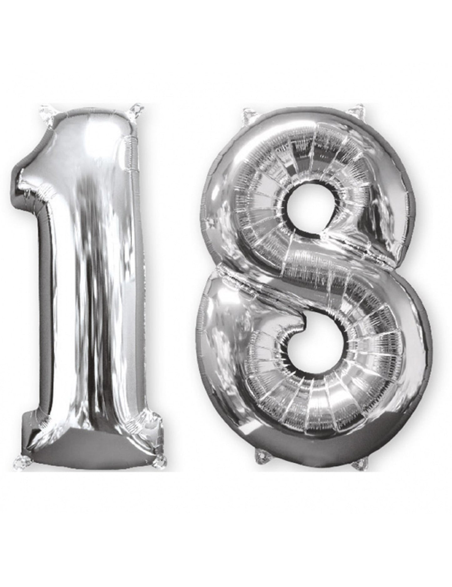 Lot de 2 ballons aluminium chiffre 18 pour anniversaire argent