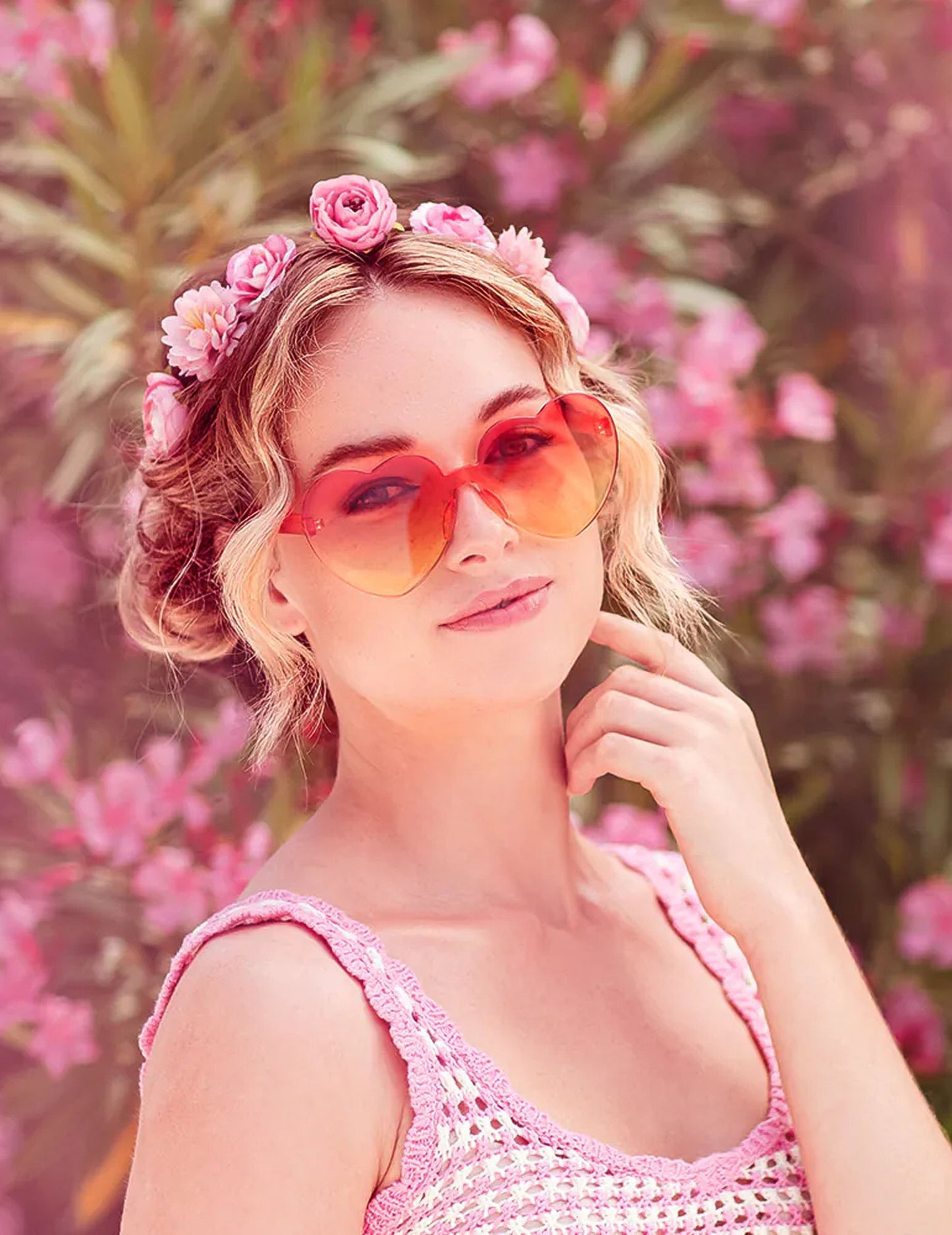 Очила за възрастни в оранжево и жълто градиентно сърце