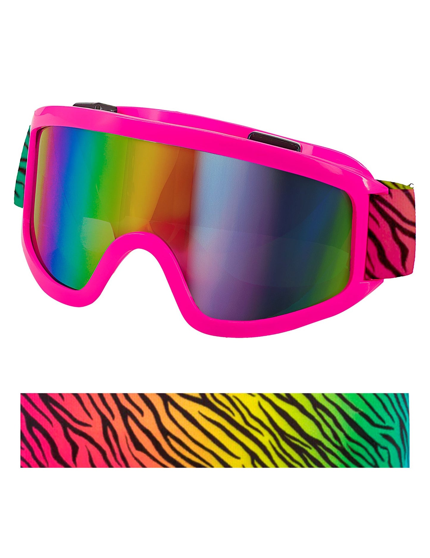 Розови ски очила с цветна лента на зебра