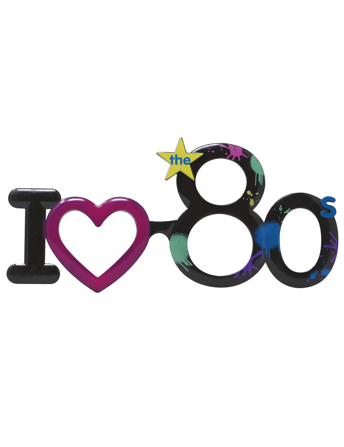 Изглед отпред на очила I love 80's за възрастен