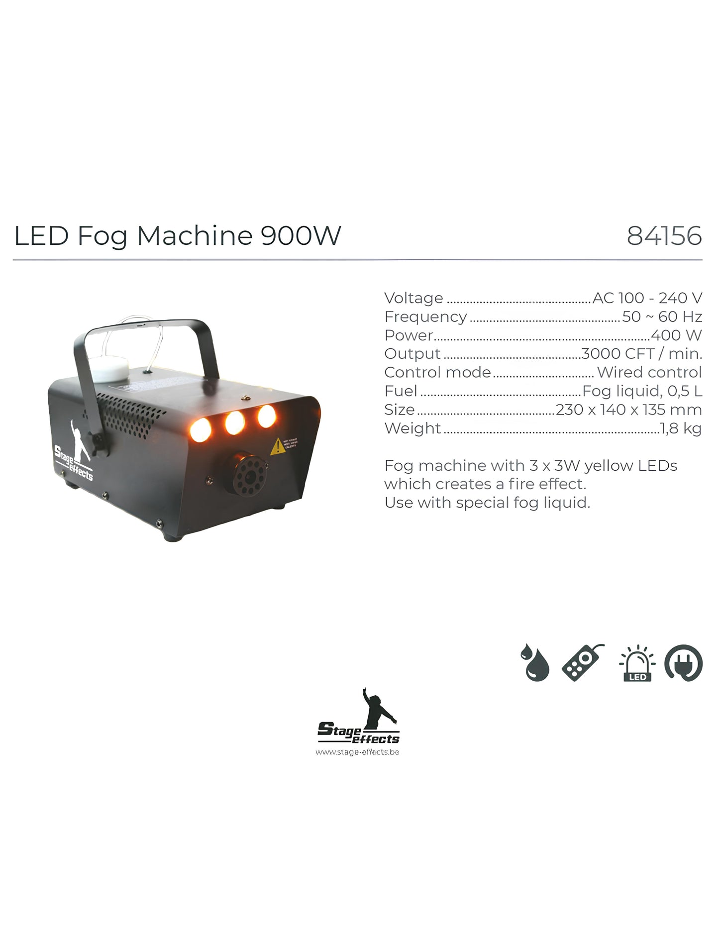 700W димна машина с кехлибарен светодиод