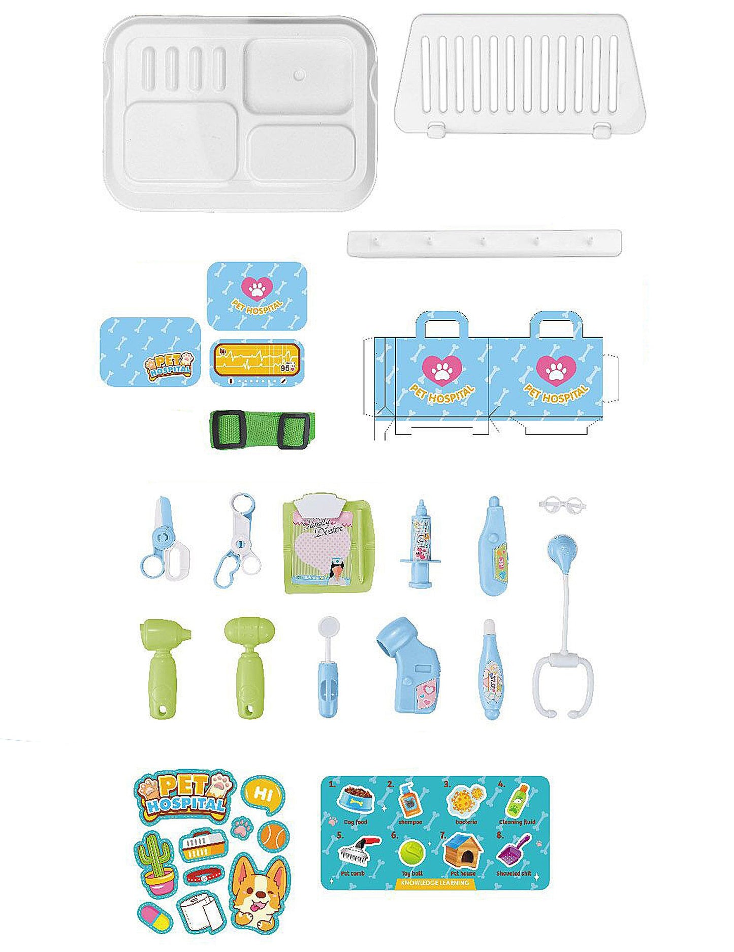 Ветеринарен комплект за игра с всичките му аксесоари