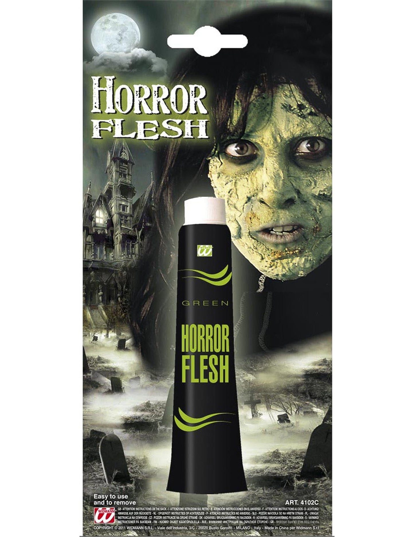 Опаковка и туба на зеления грим за Хелоуин