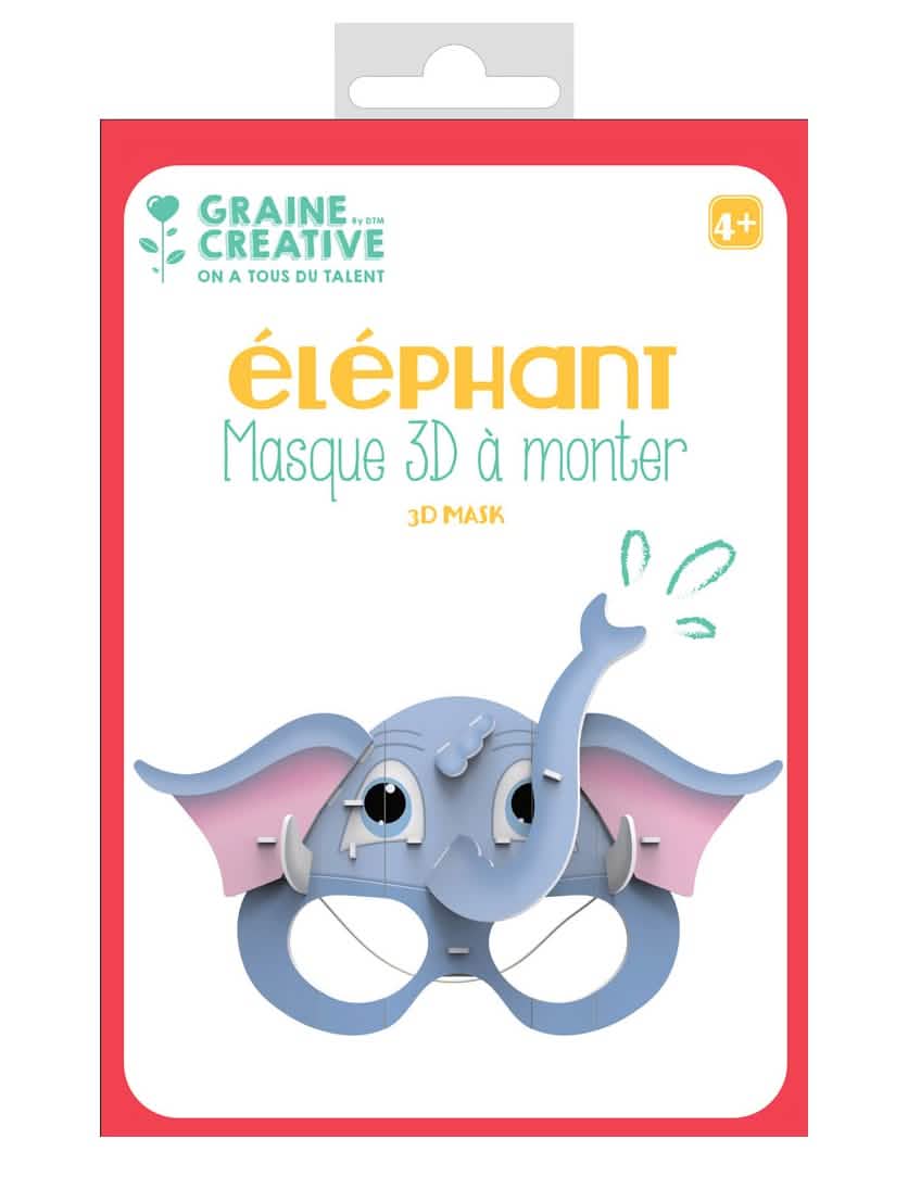 3D маска за сглобяване от картон на слон за дете син и розов