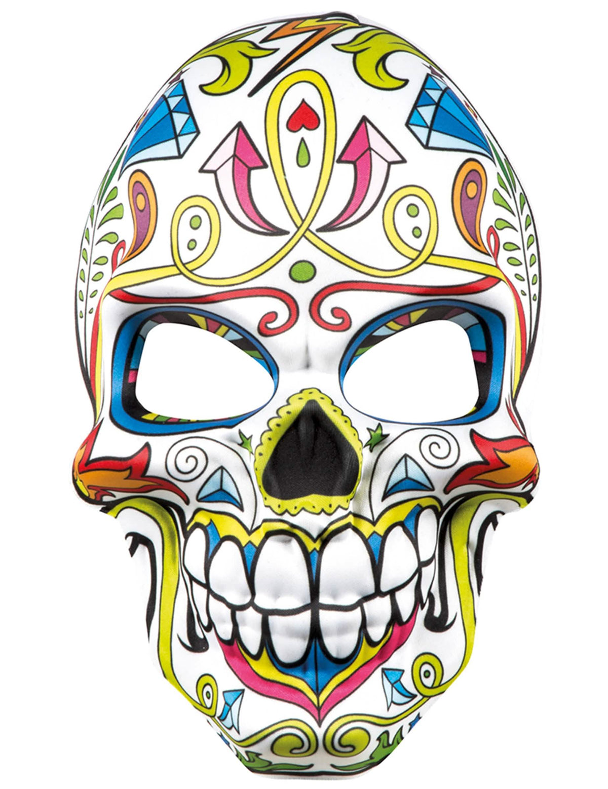 Фронтален изглед на маската dia de los muertos