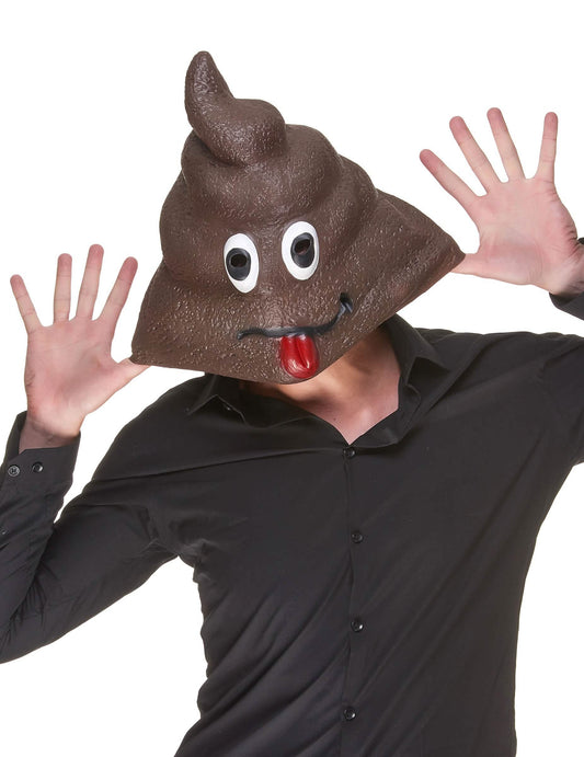 Vue de face du masque en latex Caca pour adulte