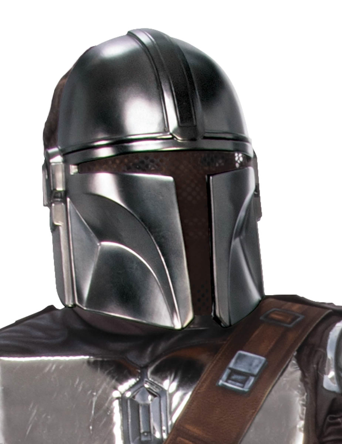 Крупен план на каската на маската The Mandalorian