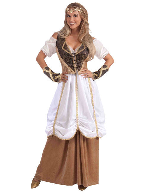 Средновековна пола с волани бежово-бяла