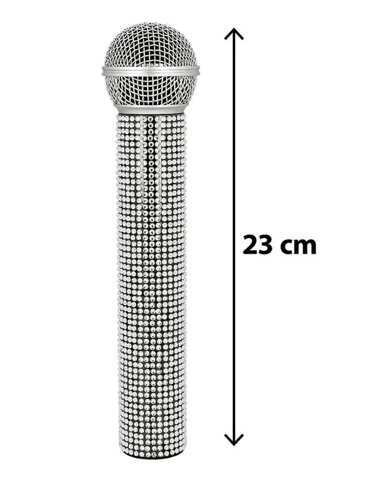Микрофон със сребристи стрази 23 см