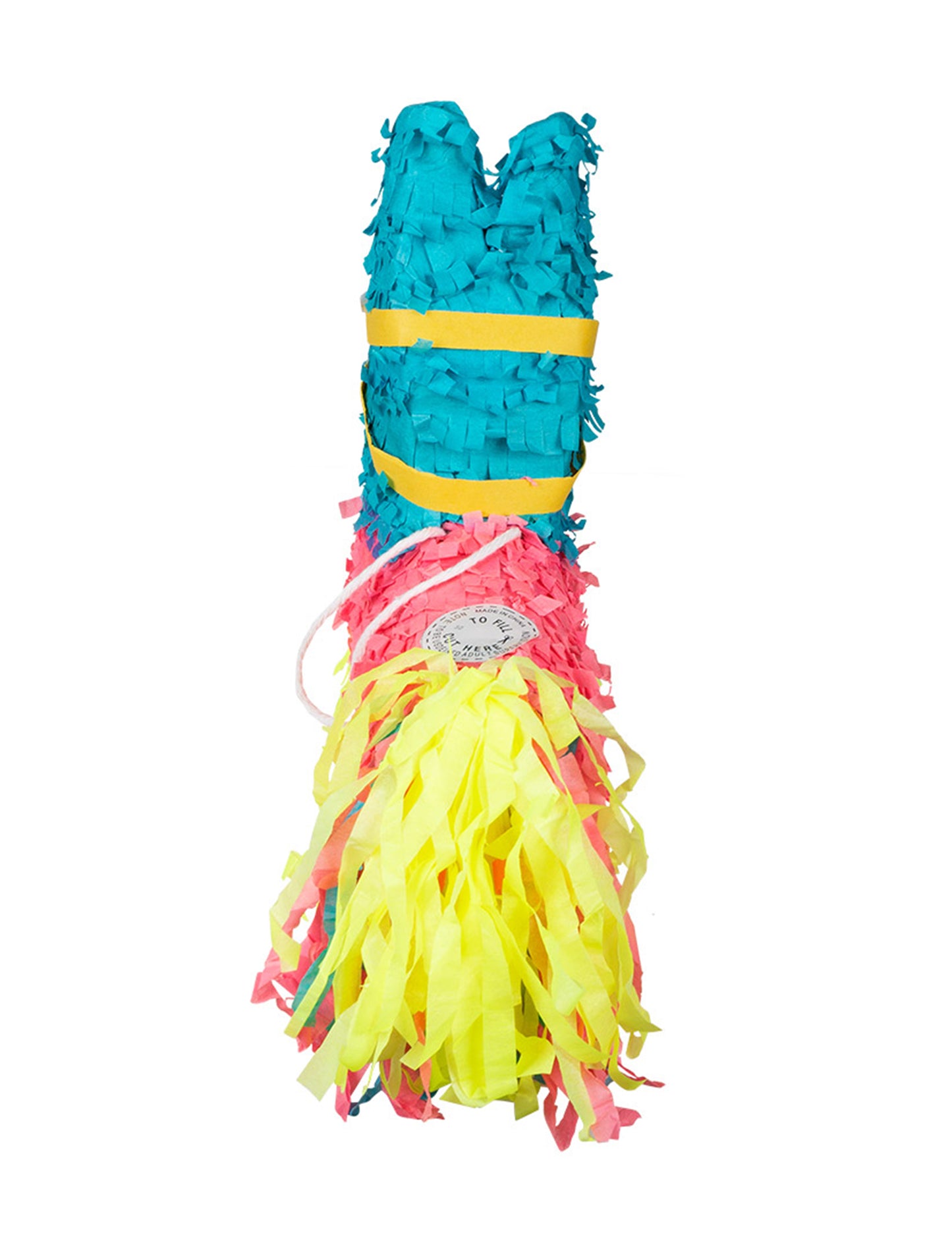 Vue de dos de la mini piñata âne multicolore