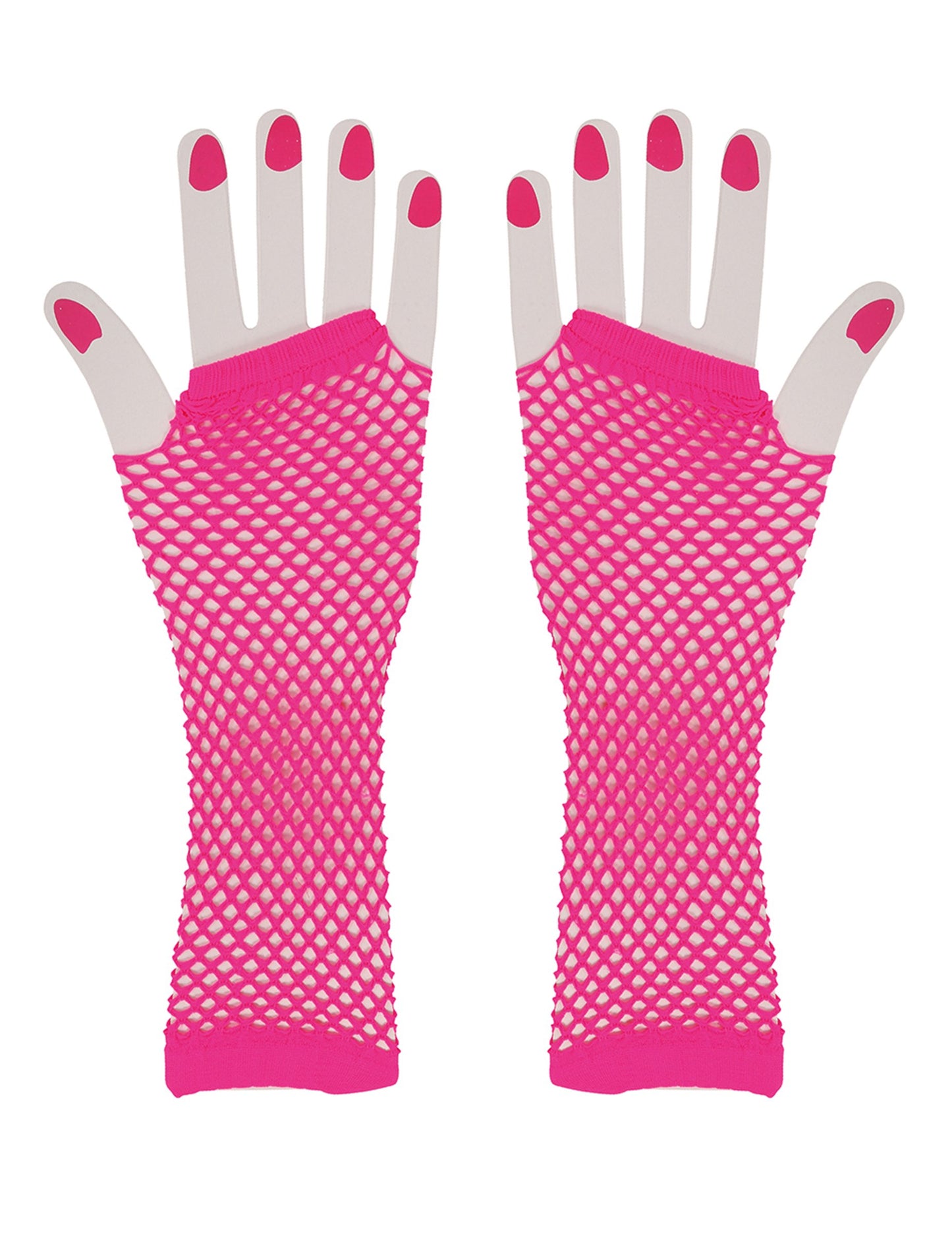 Vue de face de la paire de mitaines longues résille pour femme