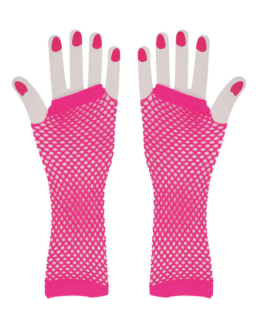 Vue de face de la paire de mitaines longues résille pour femme