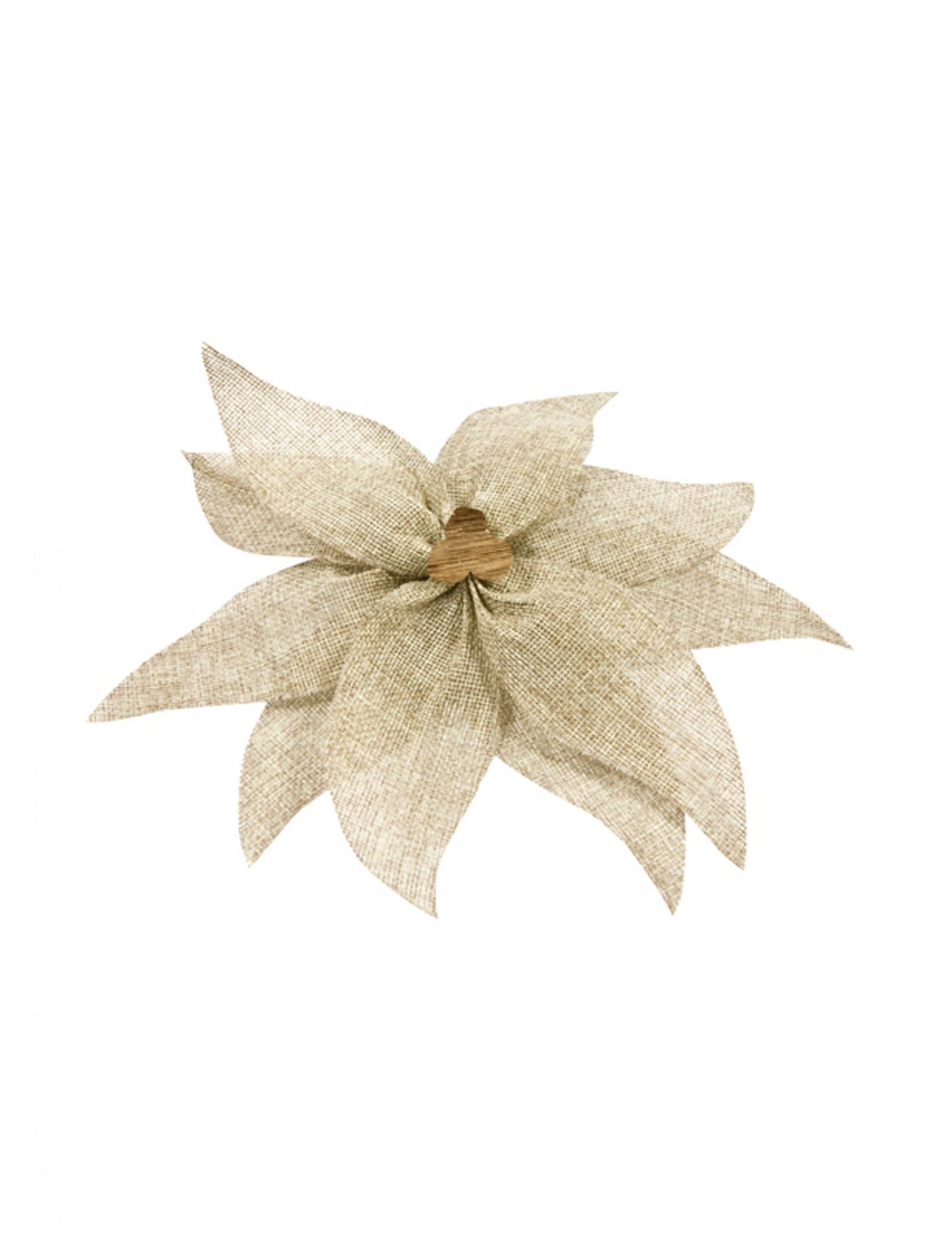 Панделка от коледна звезда от плат с дървена мъниста 20 cm, украса за маса