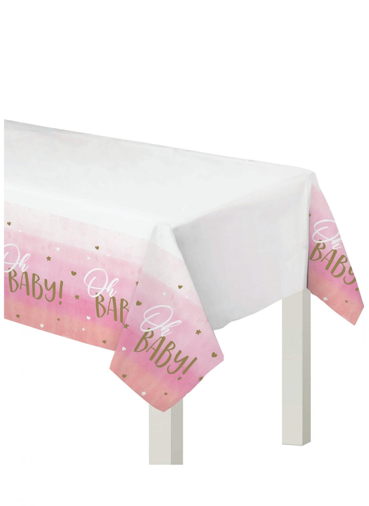 Пластмасова покривка Oh Baby за baby shower розов и злато