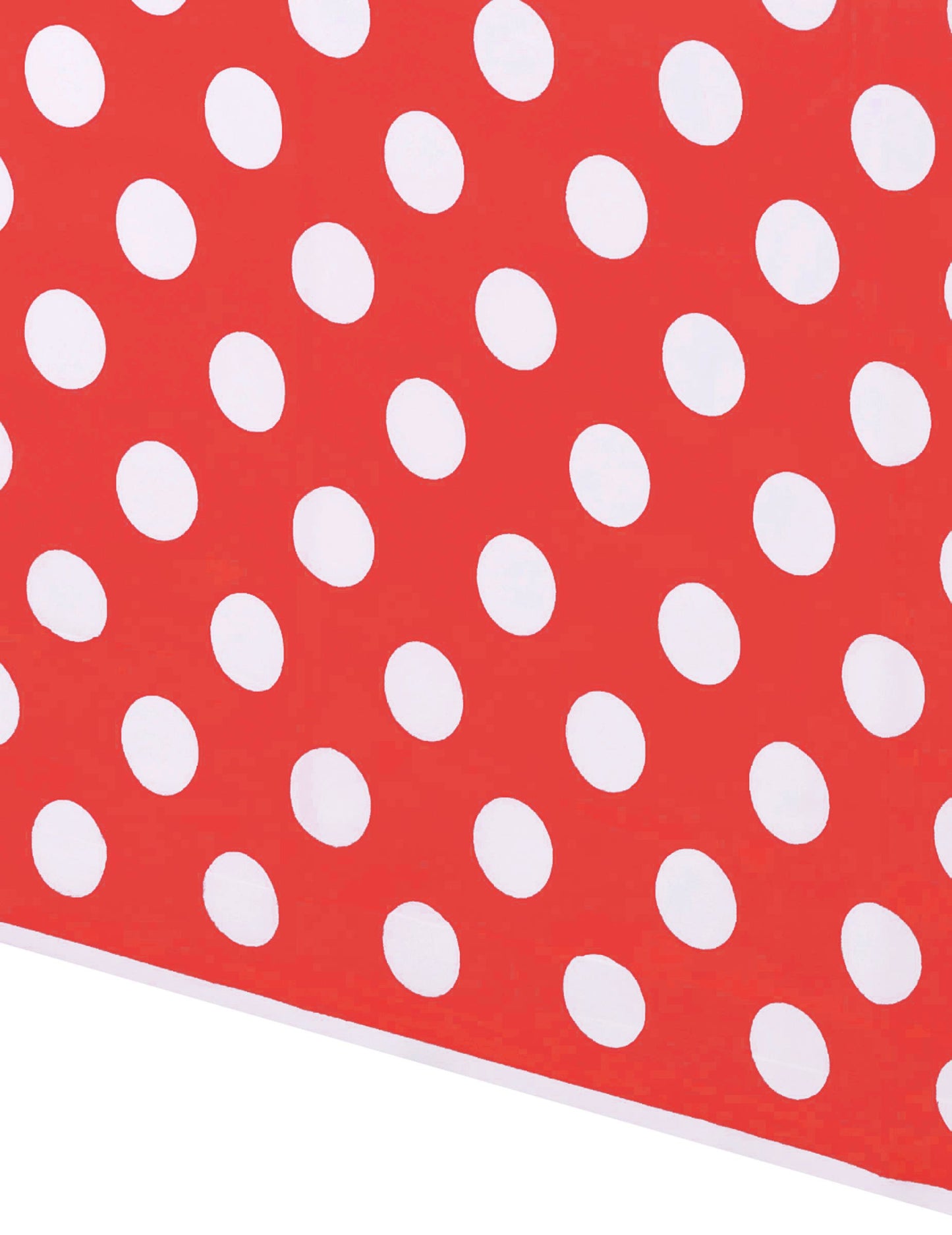 Червена покривка за маса с бели точки, правоъгълна пластмаса, 137 x 274 см cm