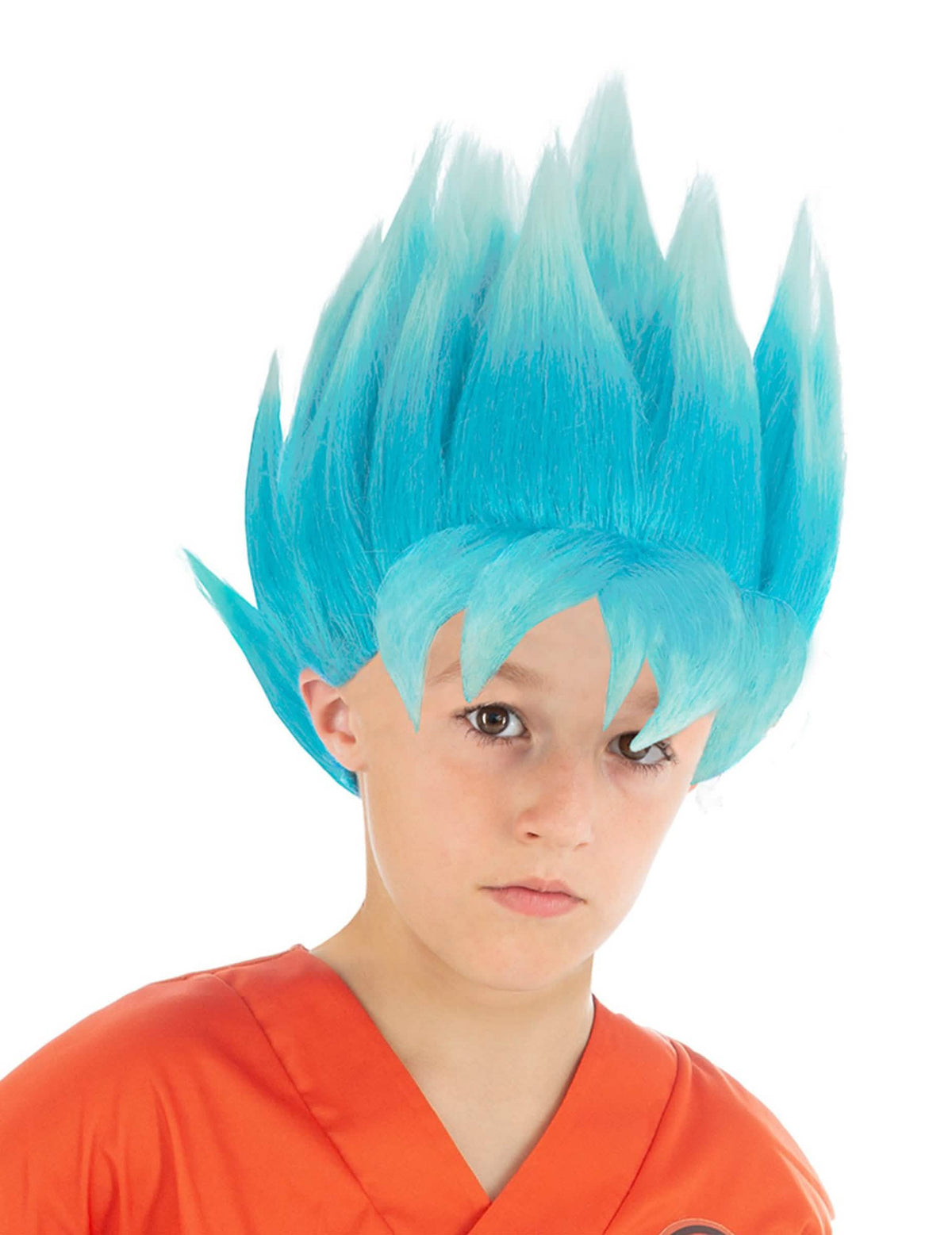 Perruque Goku Saiyan Super Dragon ball™ pour enfant bleue à pointes