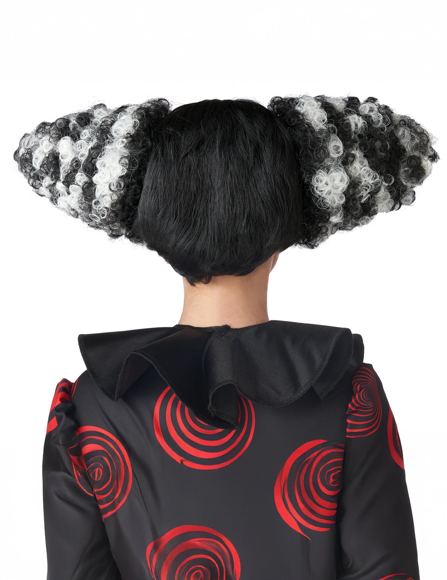 Луксозно черно -бял зъл перука за възрастни черно -бели зли