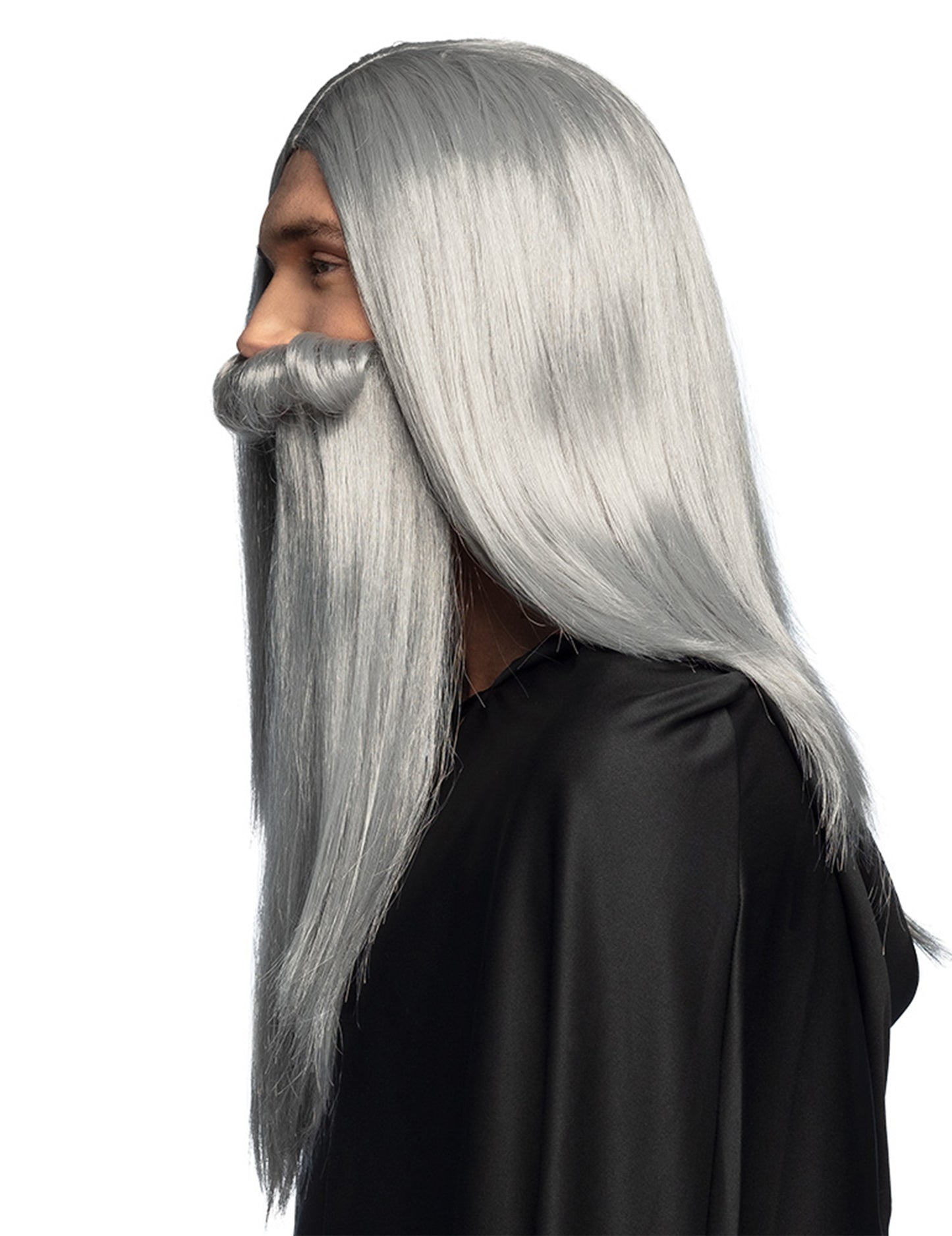 Възрастна сива перука и брада на магьосника