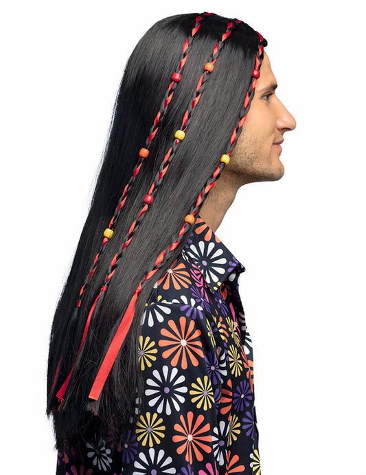 Vue de profil de la perruque hippie pour homme