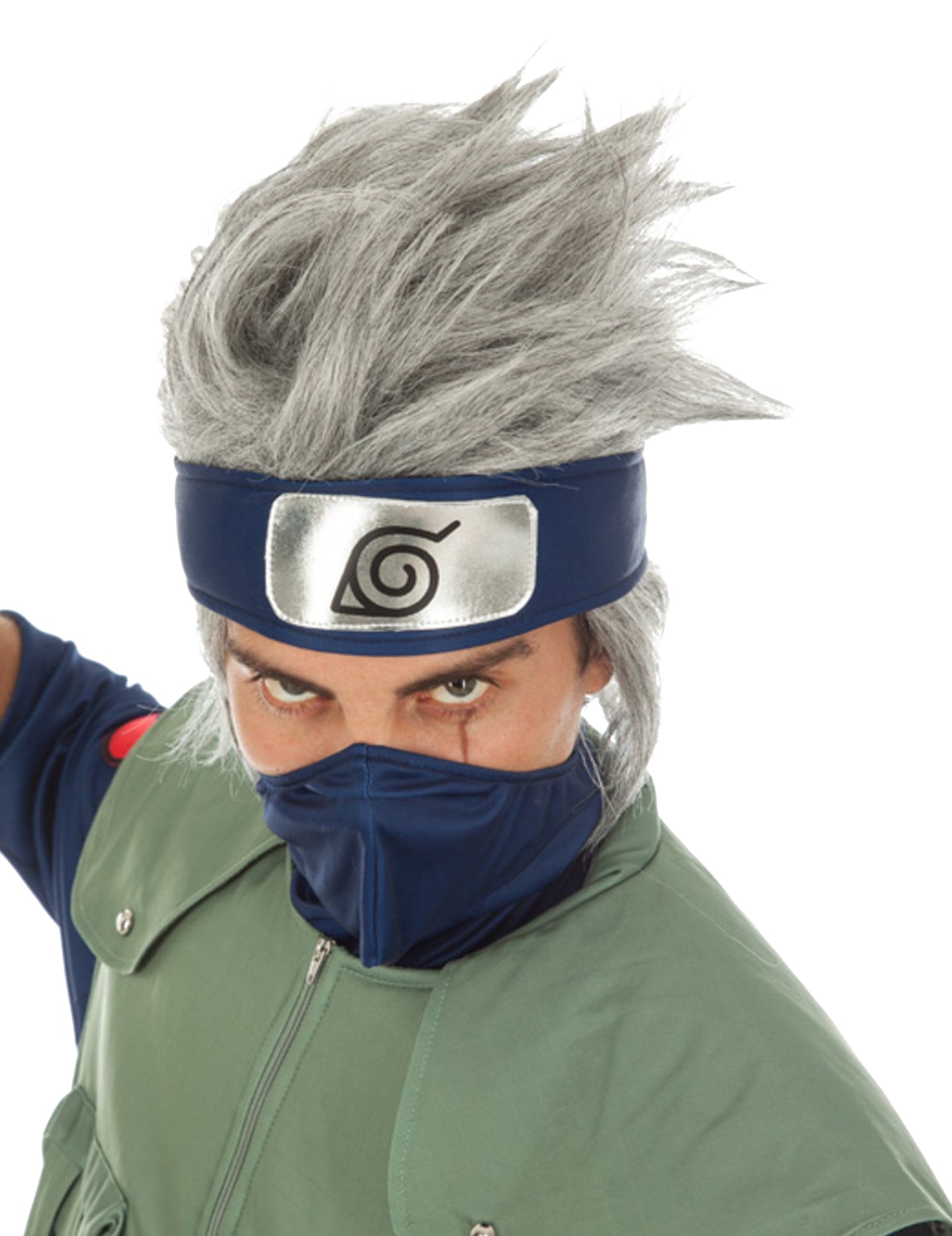Perruque Kakashi Hatake Naruto™ pour adulte grise et hérissée