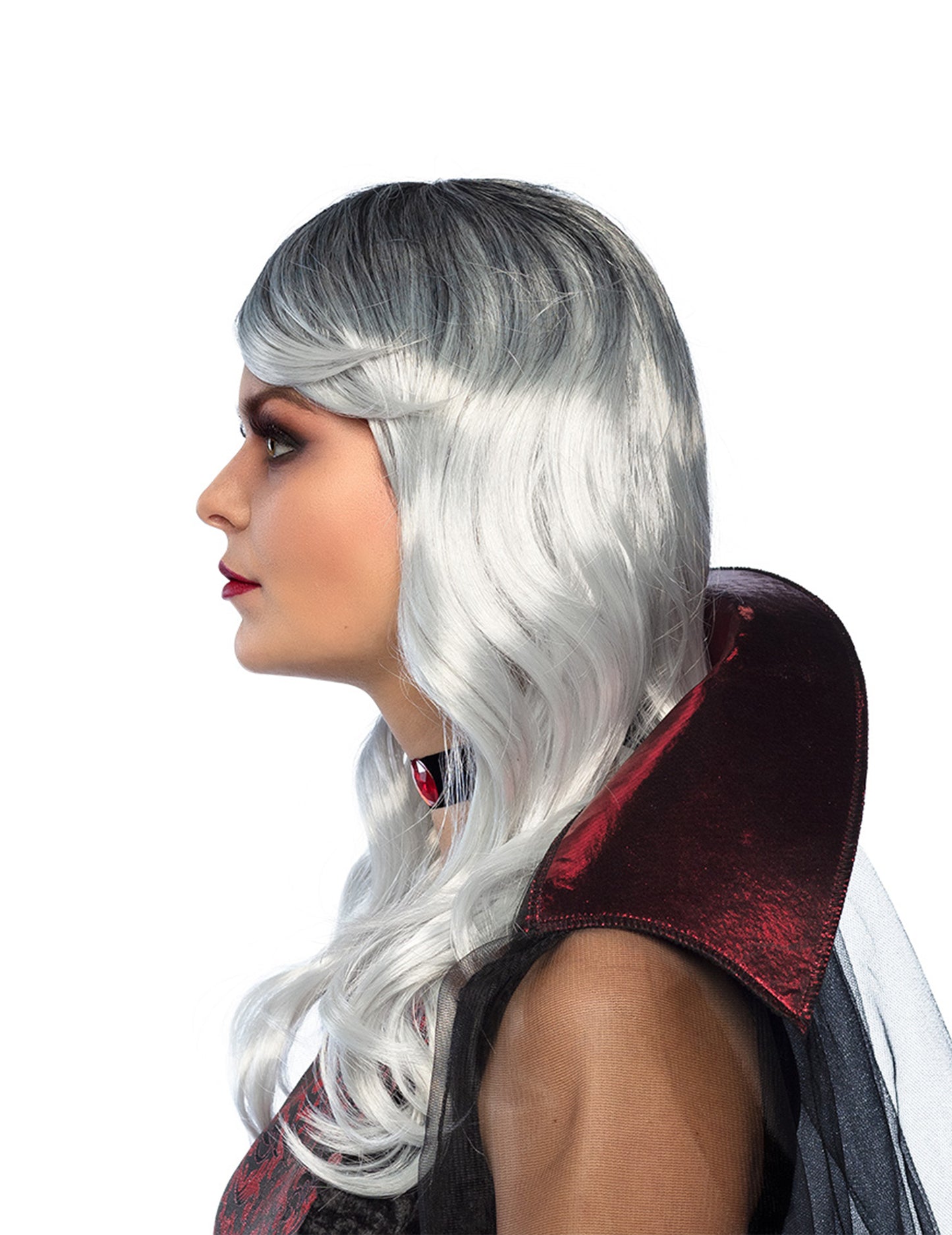 Дълга бяла и сива перука Хелоуин възрастен