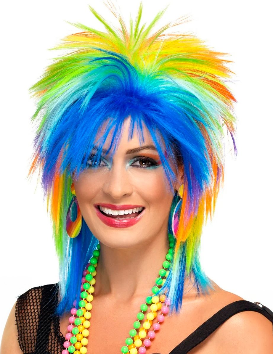 Многоцветна женска перука от 80 -те години