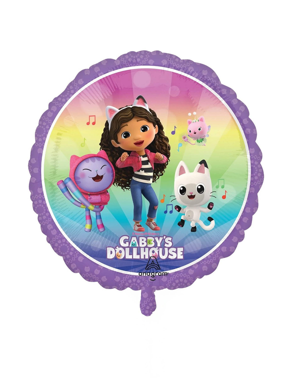 Ballon aluminium Gabby et la maison magique pour enfant violet avec Gabby et Pandy Paws