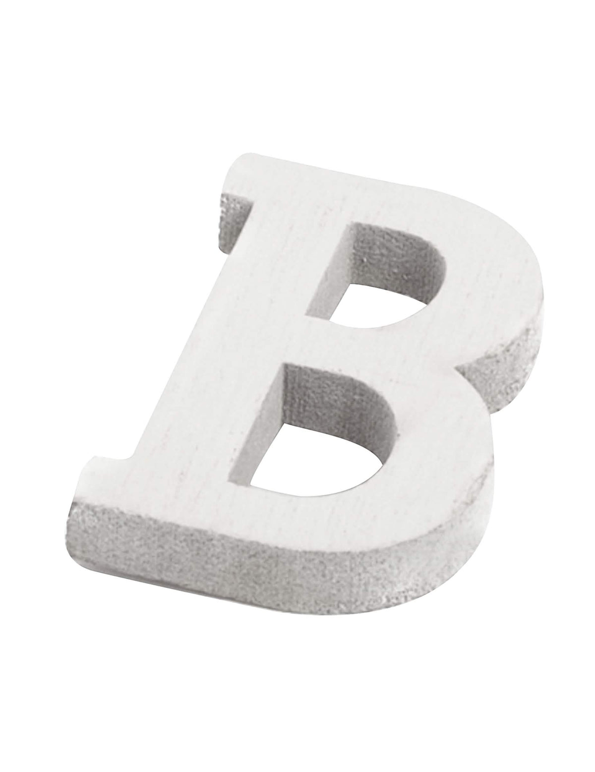 Малка бяла дървена буква b за сватбена декорация