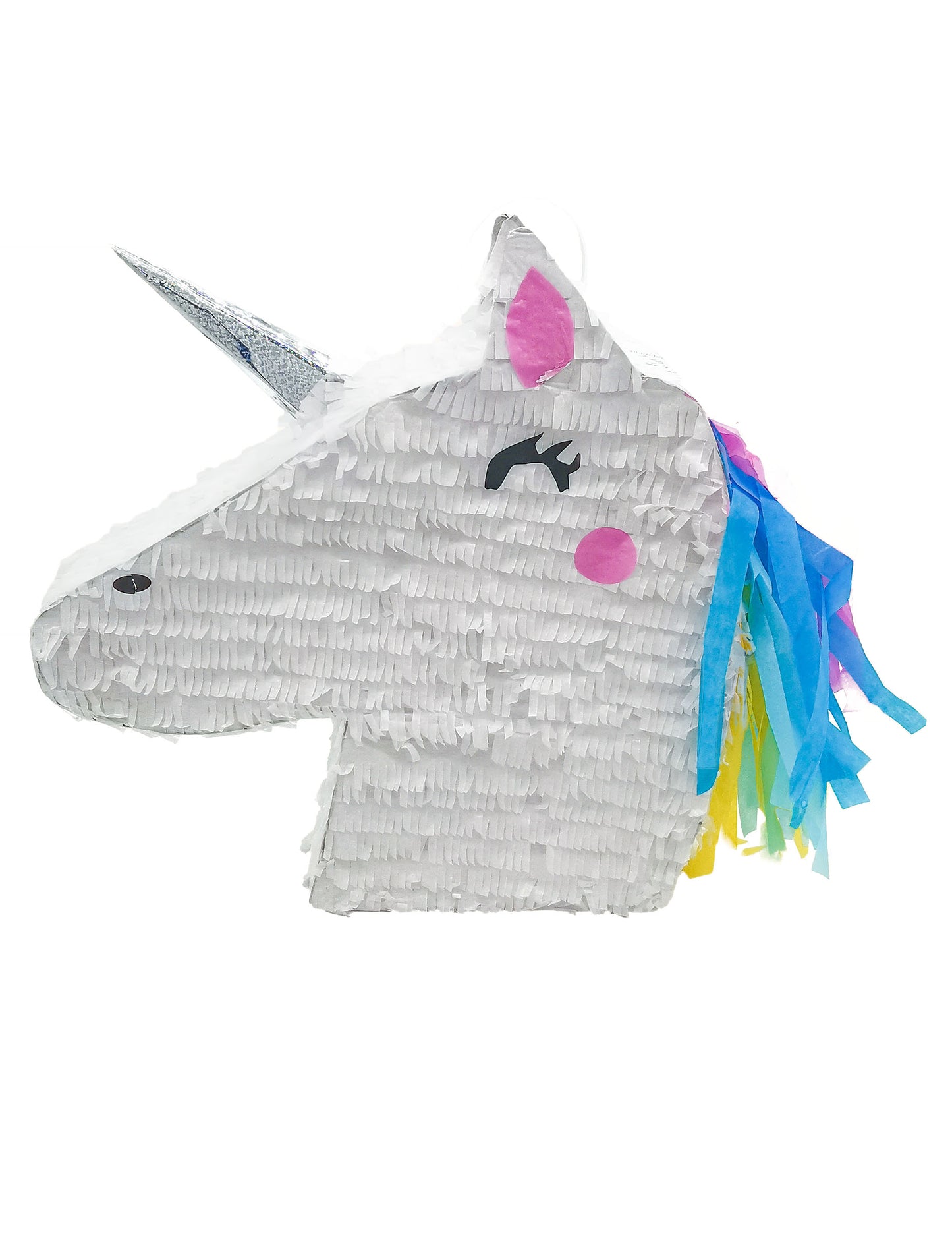Vue de profil de la piñata tête de licorne kawaï
