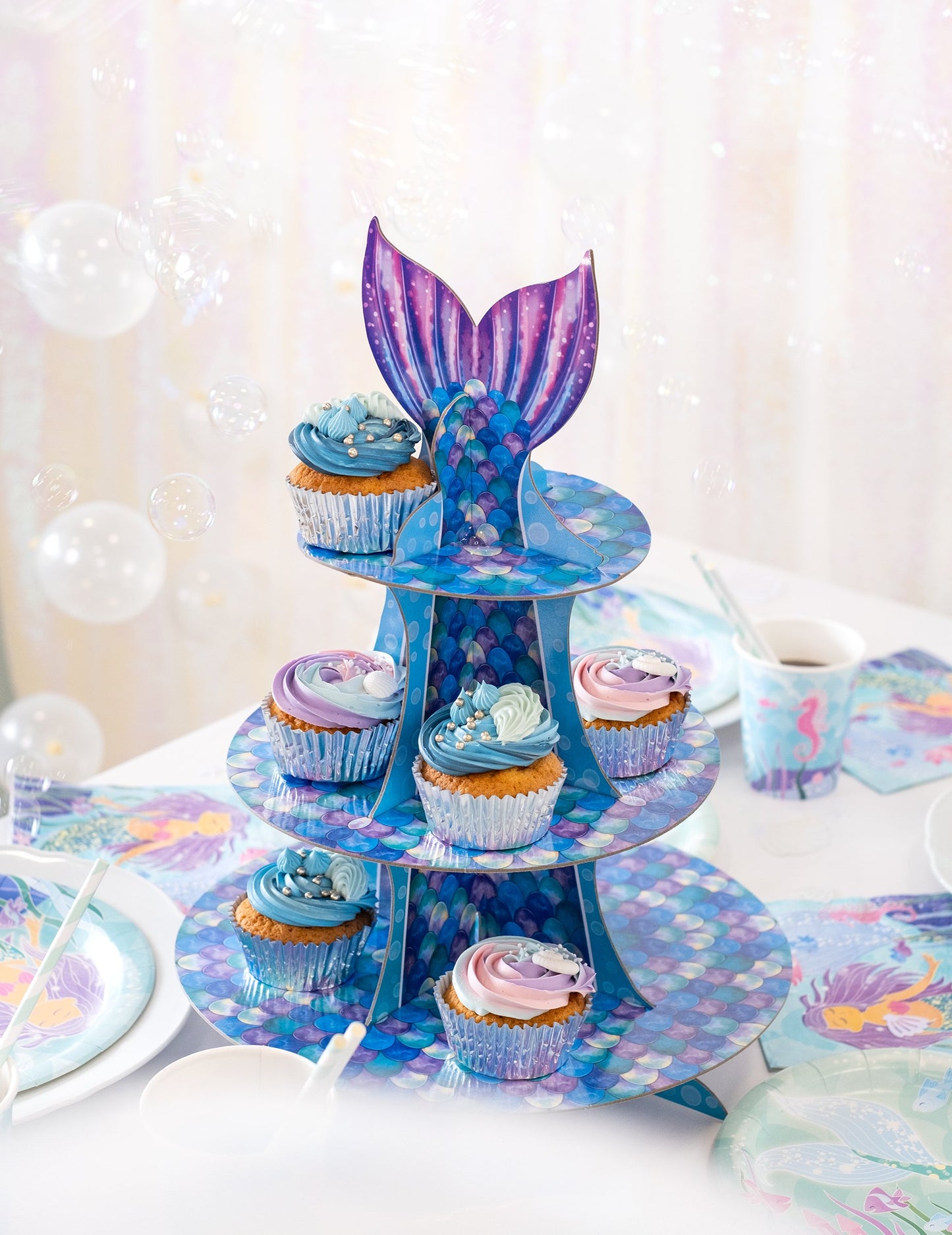 Cupcake Display Blue Purple Siren 40 cm