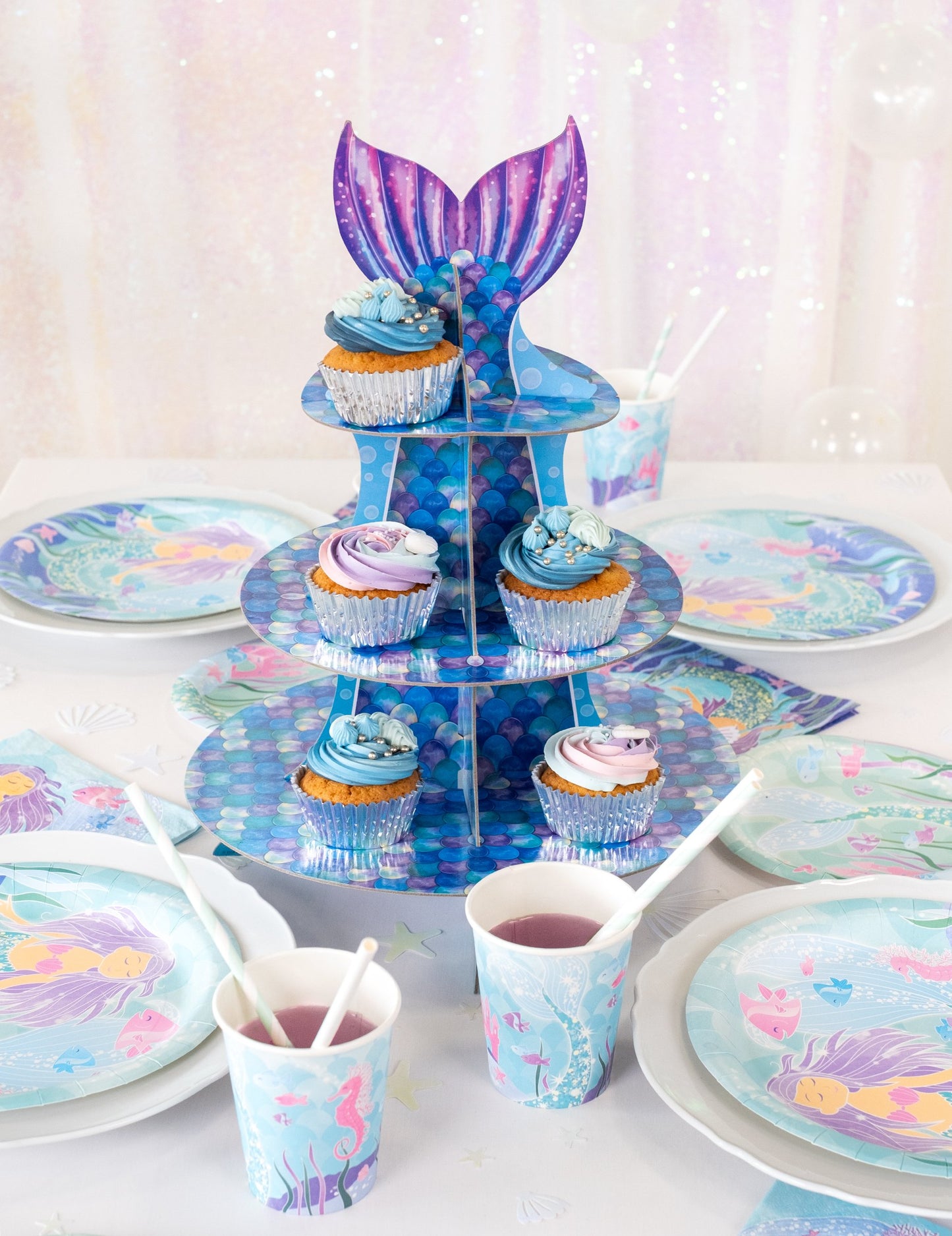 Cupcake Display Blue Purple Siren 40 cm