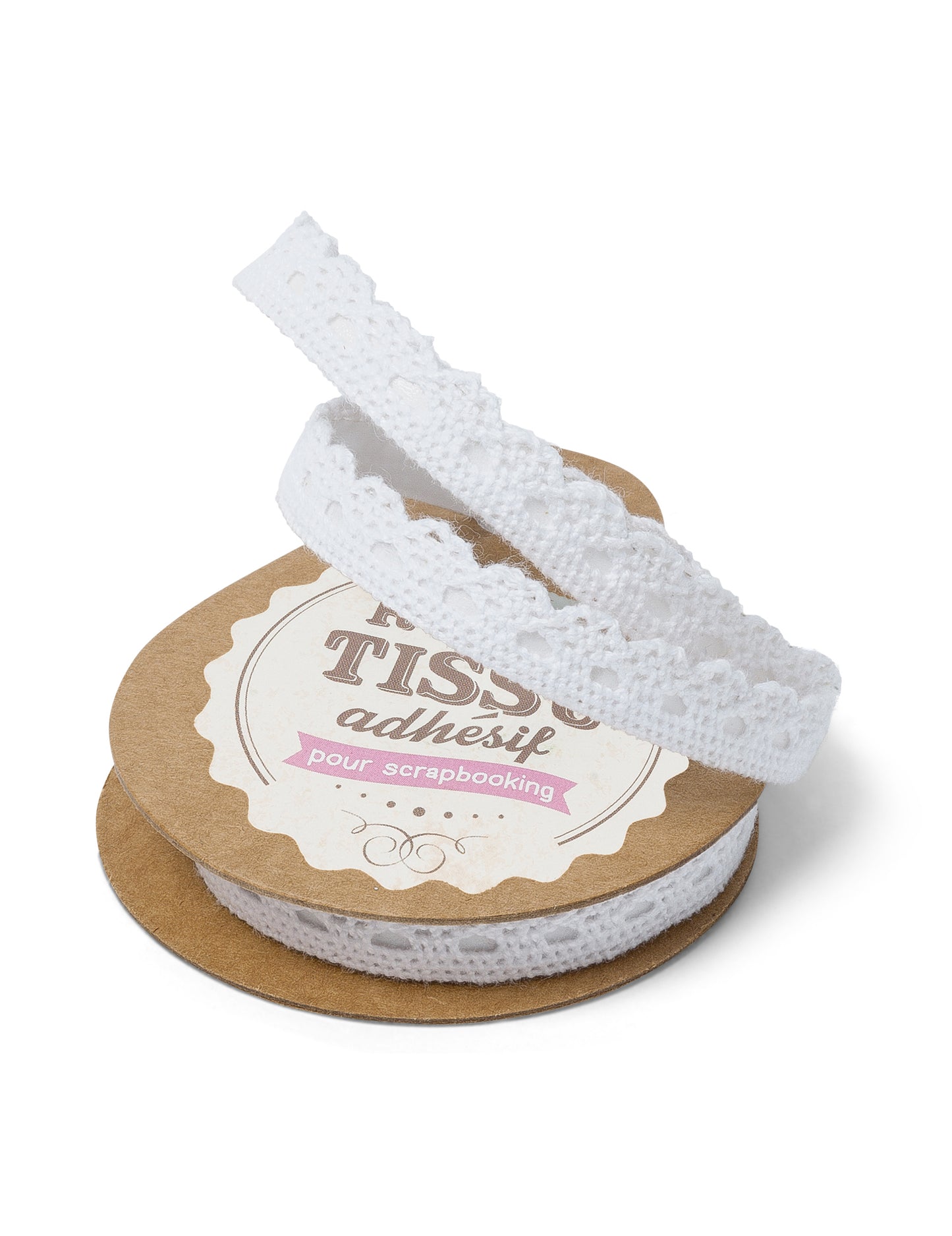 Бяла самозалепваща лента с дантела с плетена плетка