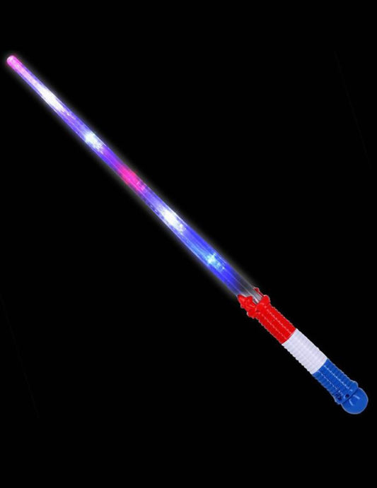 Détail de l'effet lumineux multicolore du sabre lumineux tricolore pour enfant