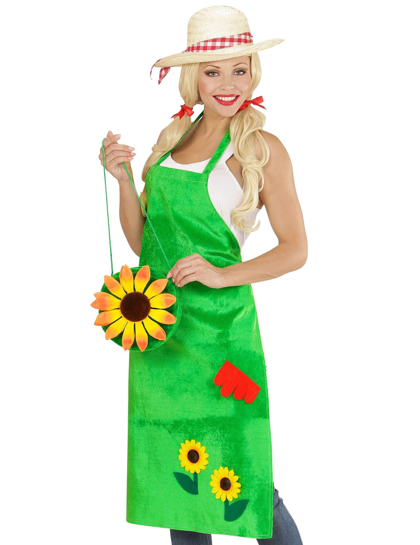 Зелена чанта за хипи с цвете