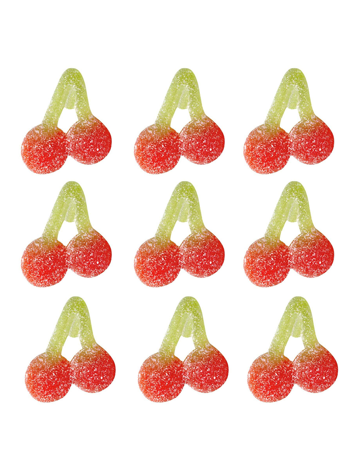 Детайл на киселите бонбони с форма на череши от пакета с бонбони Cherry Pik Haribo