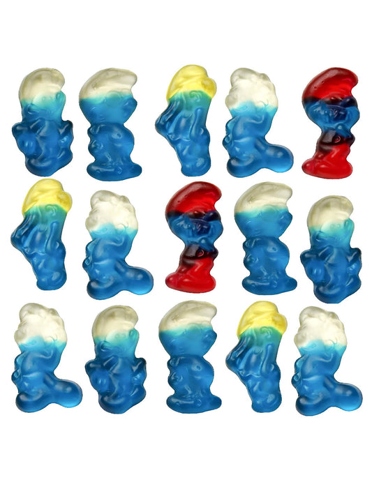Vue d'ensemble des différentes figurines du sachet de bonbons Schtroumpfs Haribo