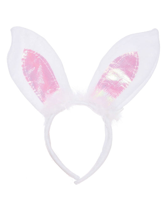 Détail de l'aspect irisé du serre-tête oreilles de lapin pour adulte