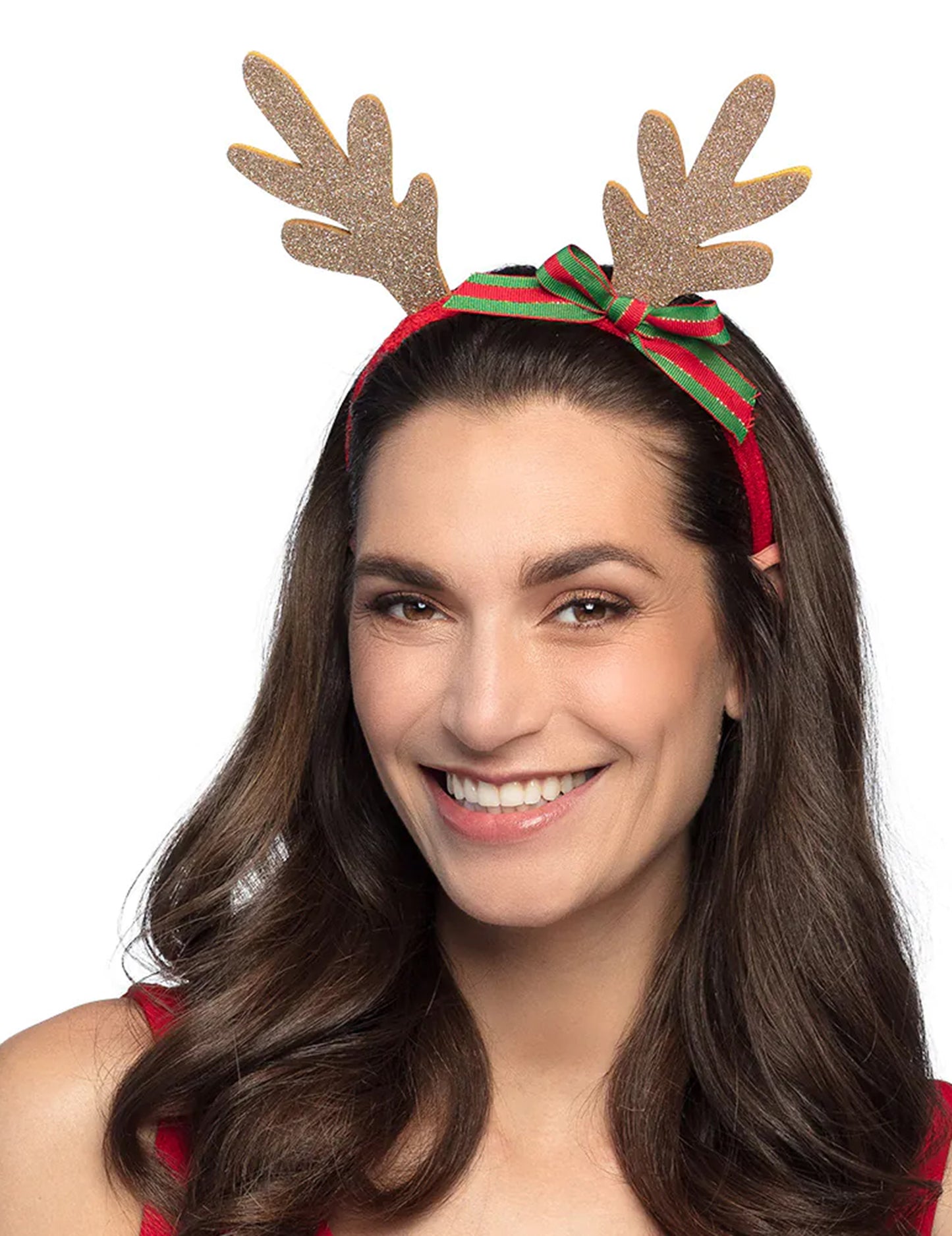 Serre-tête renne de Noël doré avec ruban adulte