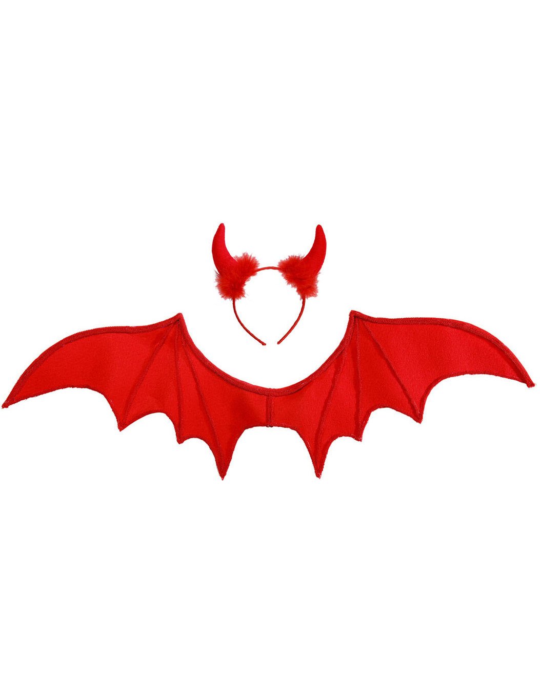Детайл на крилата и диадемата на комплекта червен демон за Хелоуин
