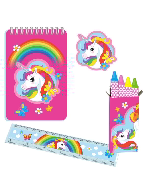 Set de papeterie 20 pièces Licorne pour enfant rose et multicolore