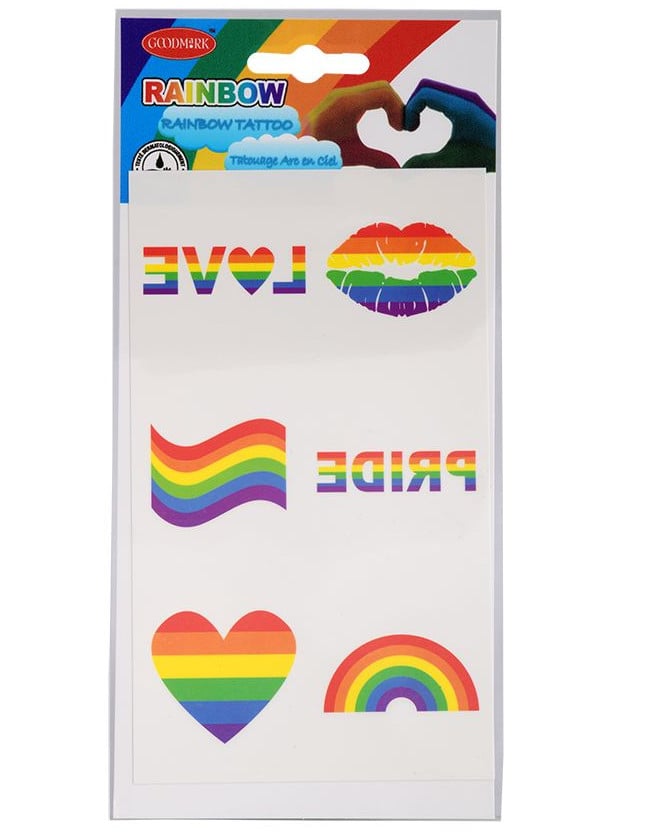 Set de tatouages arc-en-ciel pour adulte multicolore